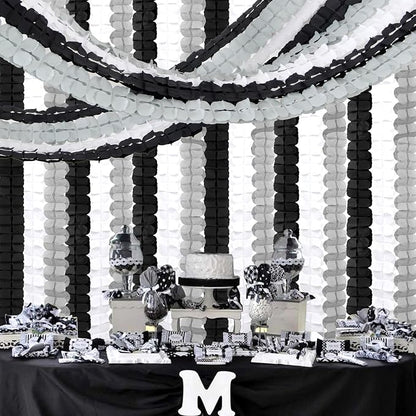 Black White-Silver Party-Decorations Streamers Garland - 157Ft Graduation - Image 6