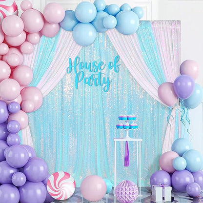 Blue Iridescent Sequin Backdrop 7ft x 7ft Glitter Photo Booth Backdrop | - Image 6