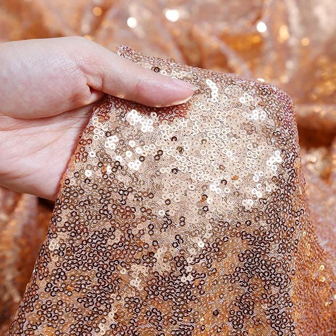 Poise3EHome Rose Gold Sequin Backdrop Curtains, 4 Panels 2FTx8FT Glitter - Image 5
