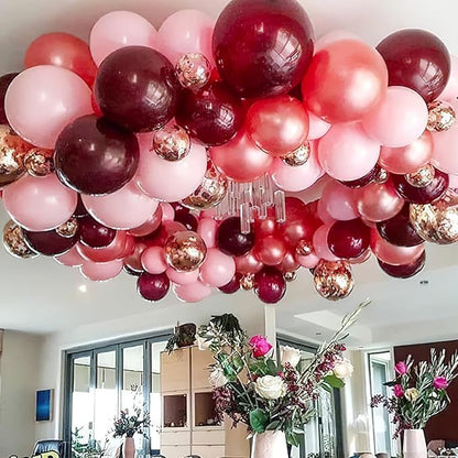 PartyWoo Burgundy Balloons 50pcs Dark Chestnut Red Maroon Color | Balloons - Image 8