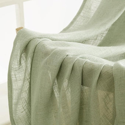 MIULEE Sage Green Linen Curtains 52x108 Inches Long - Image 6