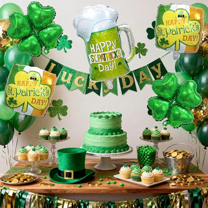 St. Patrick's Day Balloons 5pcs 18 Inch Shamrock Balloons Clover Foil Balloon - Image 5