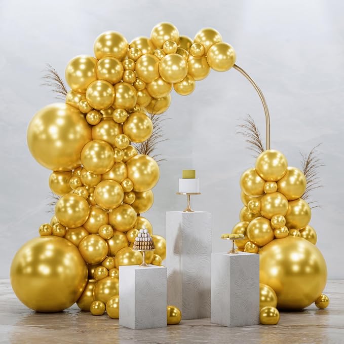 PartyWoo Gold Balloons 128pcs Different Sizes of 18 12 10 5 Inch Gold Balloon by PartyWoo