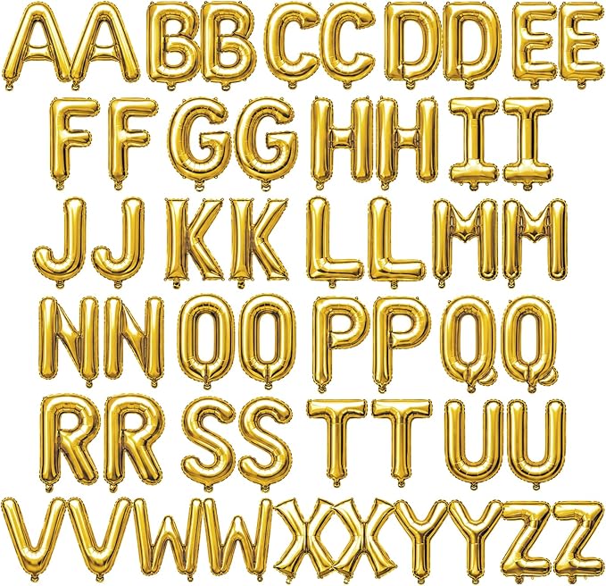 52 Pcs Gold Letter Balloons 16 Inch Mylar Foil Alphabet Letters 2 Sets A- Z by Togvu