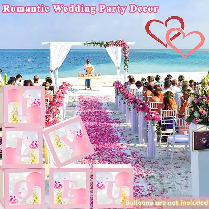 Pink Transparent Balloon Boxes, 6 Valentine's Day Baby Boxes - Image 4