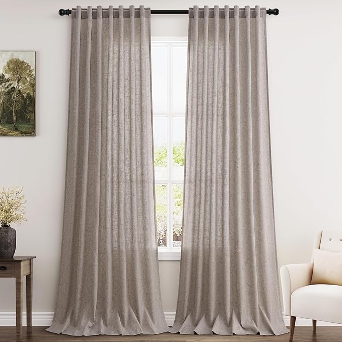 Extra Long Brownish Grey Curtains 2 Panels 102 Inches Long by Nanspring
