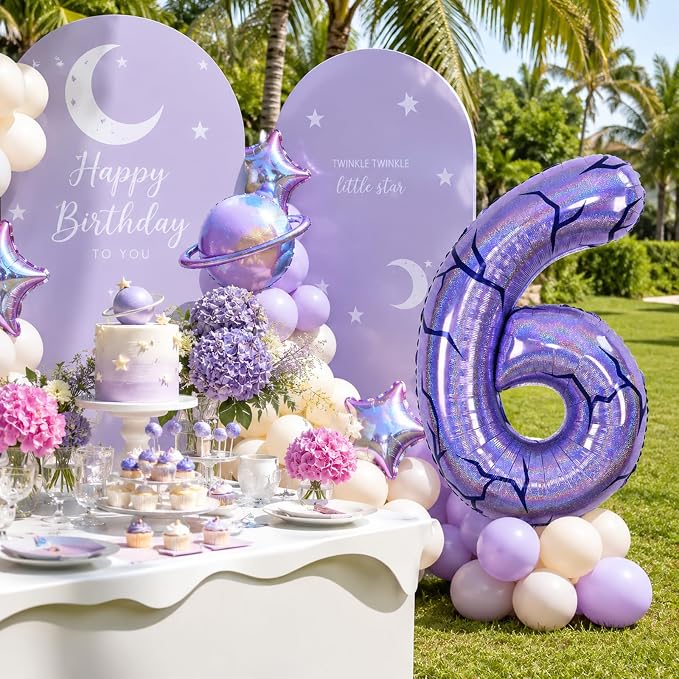 40 Inch Purple Kpop Number 6 Balloon - Image 4