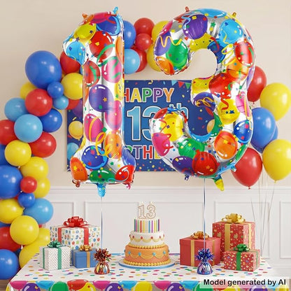 40 Inch Number 13 Balloon Set Large Foil Balloons - Image 4