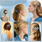 10 Pcs French Flat Hair Clips for Women, 3 Styles Blue Flat Claw Clips Strong Hold No Slip Matte Hair Claw Clips for Thin Thick Hair