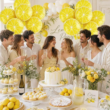 Lemon Foil Balloons 6 Pcs 18 Inch Summer Lemonade Balloons Yellow Citrus Fruit - Image 6