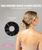 SUNDAYSILKS™ Luxurious Mulberry Silk Scrunchies for Women & Girls | No-Slip, Silky Hair Ties for Natural, Curly, Thin or Thick Hair | Gentle Hold for Ponytails & Sleep | Mini to Large Sizes [6 Pack]