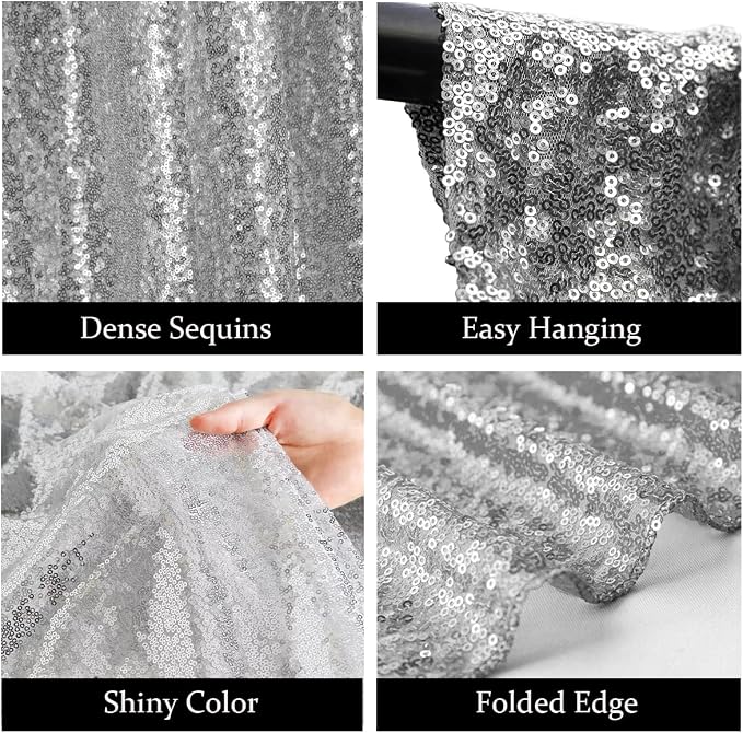 Silver Sequin Backdrop Curtains - Image 5