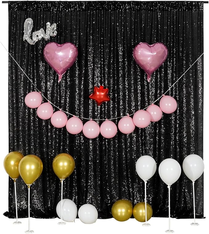 Poise3EHome Black Sequin Backdrop, 8FT x 10FT Sequin Photography Backdrop - Image 2