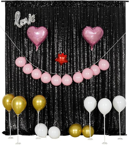 Poise3EHome Black Sequin Backdrop, 8FT x 10FT Sequin Photography Backdrop - Image 2