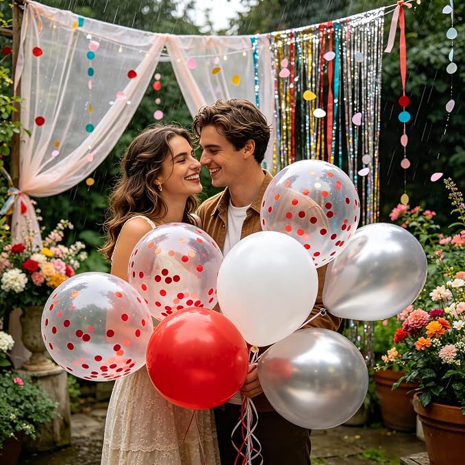 100pcs Red Confetti Balloons 12 Inch Clear Latex Balloon - Image 3