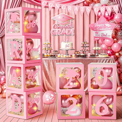 Pink Graduation Decorations Class of 2026 by QIYANPAX