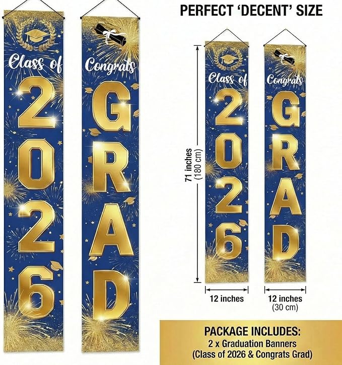 2026 Graduation Decorations Door Porch Banner, Graduation Party Decorations - Image 2