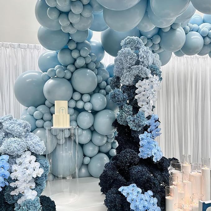 Jobkoo Blue Balloons, 12 Inch 30 Pcs Pale Aqua Blue Balloon Muted Dusty Blue - Image 3
