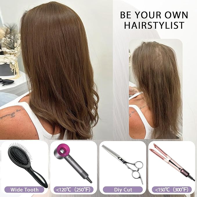 Real Human Hair Toppers for Women #TLQ, 3x5 Inch Injected Silk Base 130% Density 12 Inch Length Hair Toppers