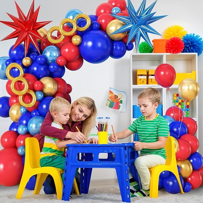 Red Blue Gold Balloons Arch Kit, Royal Blue Red Balloon Garland Kit - Image 4
