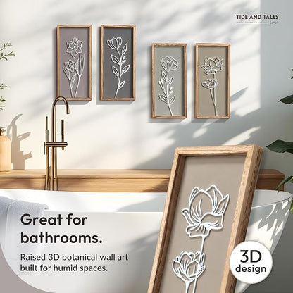 Tide and Tales 3d Framed Wall Art, Floral Boho Wall Decor | 7" x 16", - Image 4
