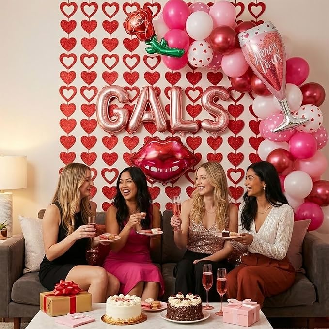 Galentines Day Party Decorations hot pink and pink Balloon Arch Garland Kit - Image 4