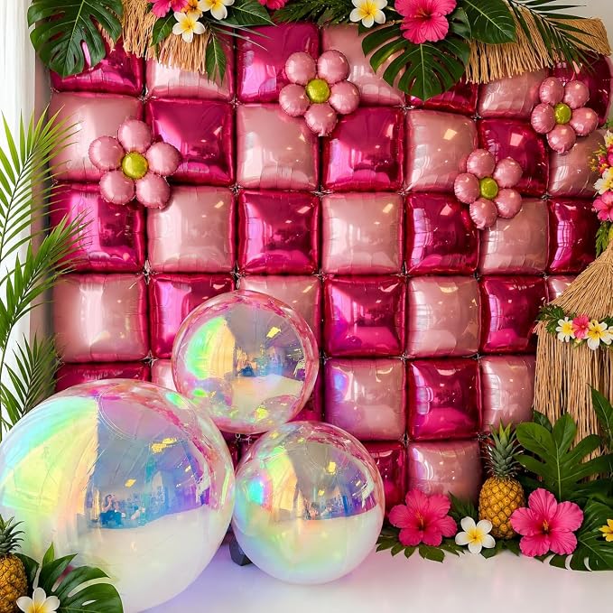 HILAVO Hot Pink Square Foil Balloon Wall - Image 5