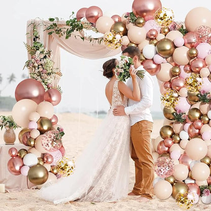 Rose Gold Balloon Garland Arch Kit, Party Decor. | Nude Pastel Pink, Matte White - Image 5