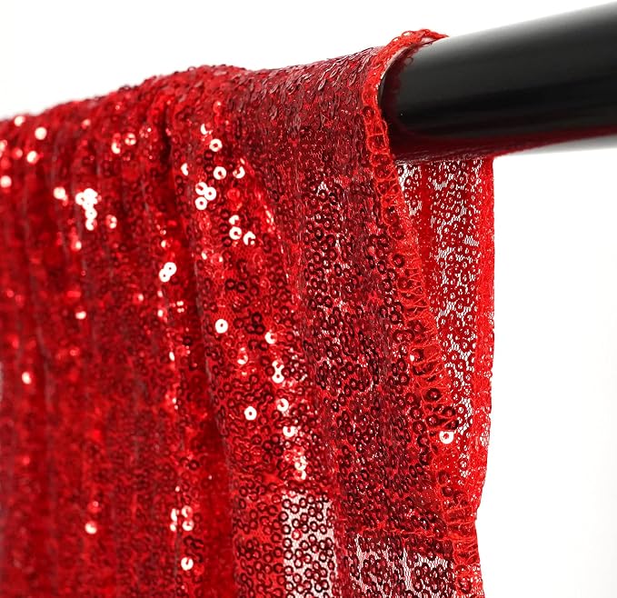 Poise3EHome Red Sequin Backdrop Curtains, 4 Panels 2FTx8FT Glitter Background - Image 6