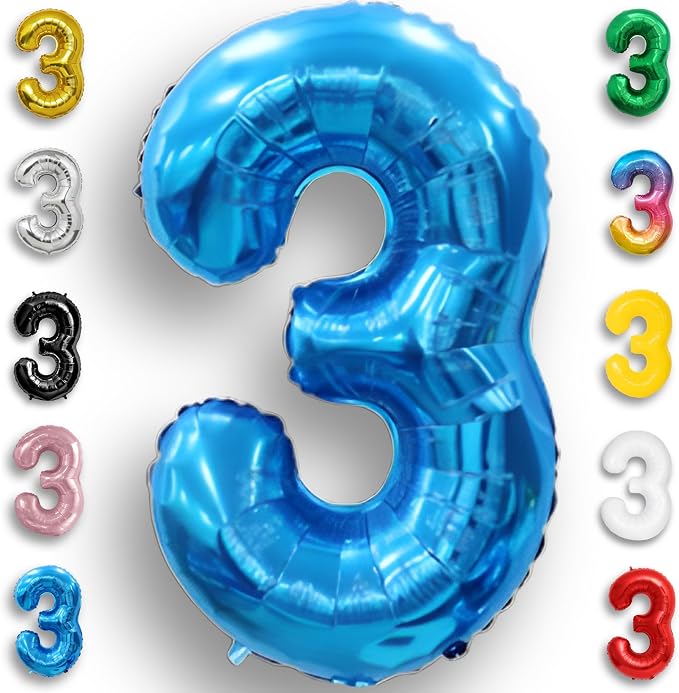 Blue Number Balloon 3 Mylar Foil Balloons 16 inch by Unknown