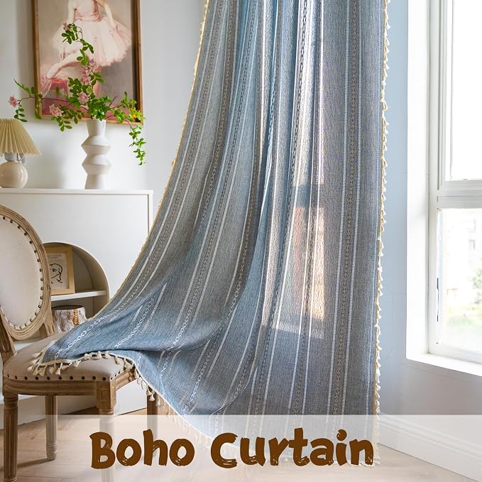 Sutuo Home Blue Boho Curtains 120 inches Long - Image 7
