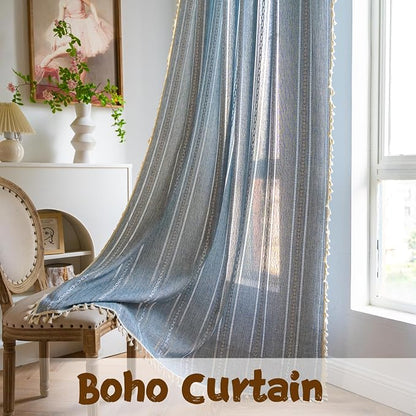 Sutuo Home Blue Boho Curtains 102 inches Long - Image 7