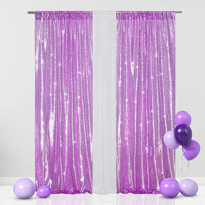 Eternal Beauty Lavender Sequin Backdrop Curtains, 2 Panels 2x8FT | 3mm Sparkle by EternalBeauty