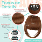 Clip in Bangs, Synthetic French Bangs Hair Clip, Fake Bangs Fringe with Temples Hairpieces for Women Natural Curved Hair Extensions for Daily Wear Light Auburn