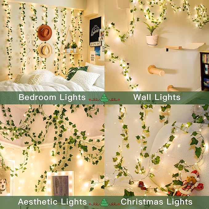 33FT 100LED Ivy Vine Fairy Lights Battery Operated Copper Wire | String Lights - Image 2