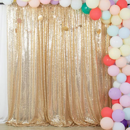 ShinyBeauty Sequin Backdrop 7ftx7ft Light Gold | Sparkle Drapes - Image 2