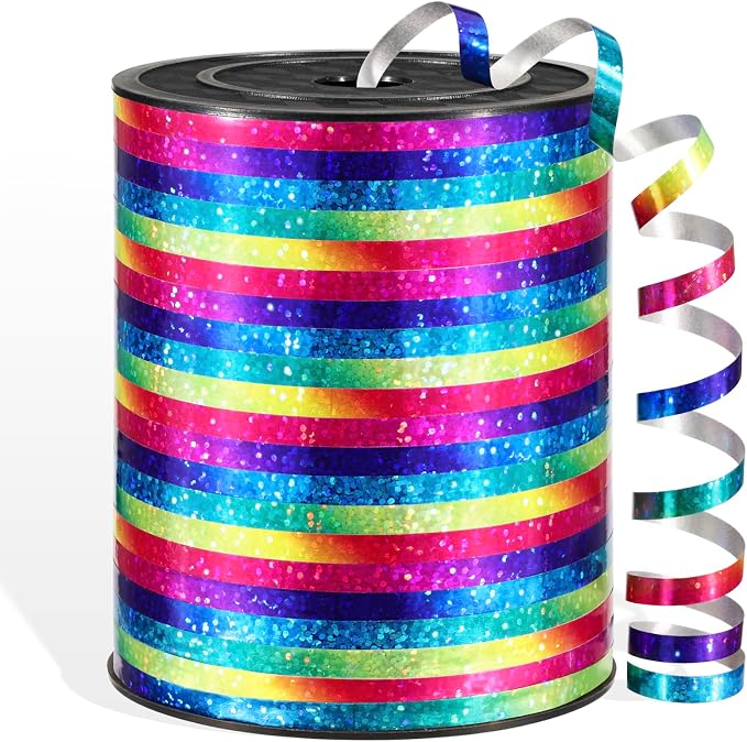 600 Yards Rainbow Shiny Curling Ribbon 1/5 Inch Rainbow Balloon String Ribbon by Unknown