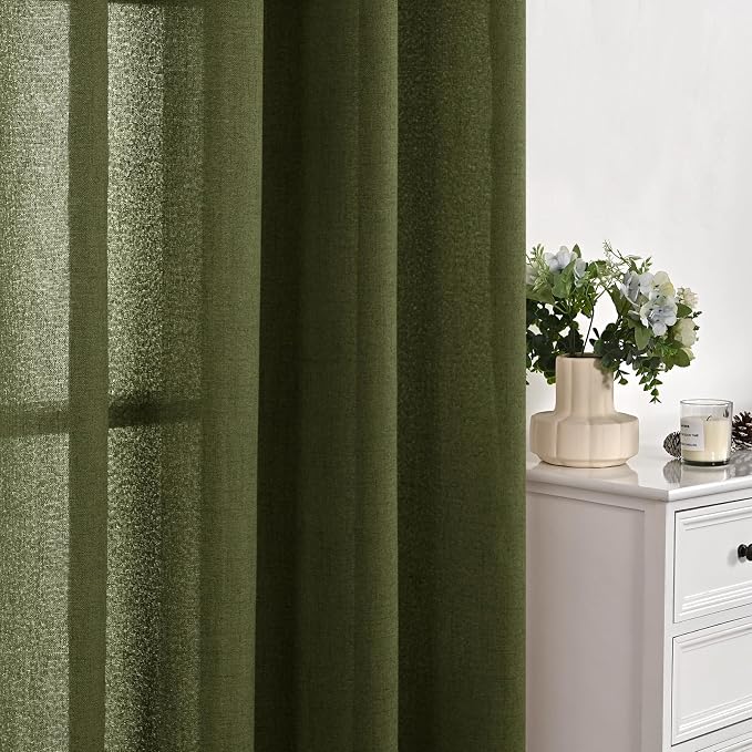 YoungsTex Olive Linen Curtains 40 Inch Length - Image 8