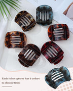 6 Pack Flat Hair Clips for Women, No-Slip Flat Claw Clips,Large Strong Hold Square French Claw Clips for All Hair Textures(Glossy Leopard Print 1)