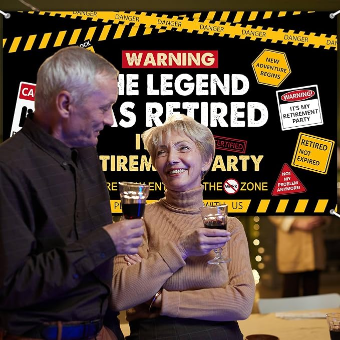 6x3.6ft Happy Retirement Backdrop Legend Retired Banner - Image 4