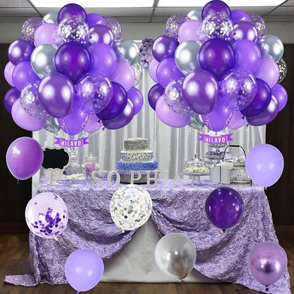 Purple Balloons Set 60 Pcs Dark Purple and Silver Balloons 12 Inch Royal Purple - Image 9