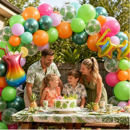 Tropical Balloons, 12 Inch Green Pink Orange Hot Pink Metallic Green Balloons - Image 4