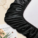 Manyshofu Satin Pillowcases for Hair Protection - 1Pcs Black Pillow Cases, Elastic Band Standard & Queen Satin Pillowcases Luxury Silky Pillow Cases Travel Pillow Covers