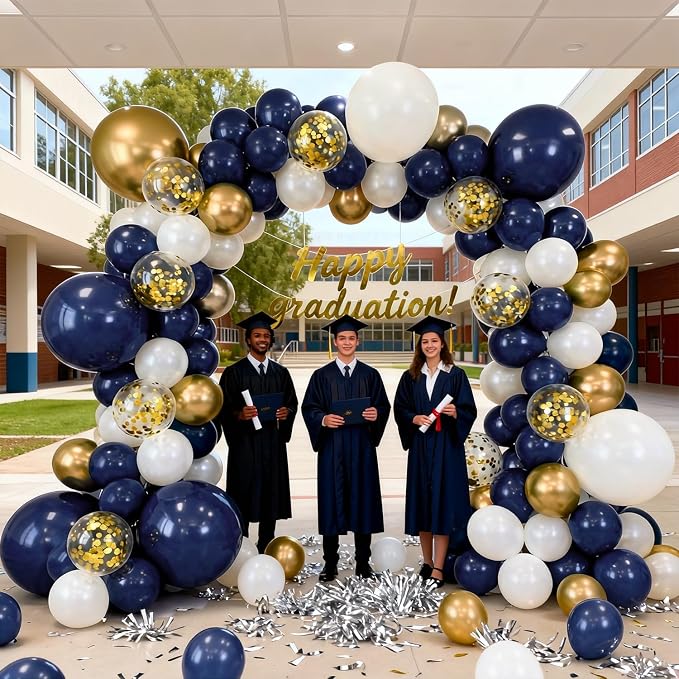 Navy Blue Gold White Balloon Arch Kit 129 Pcs Double Stuffed | Luxury Wedding - Image 8