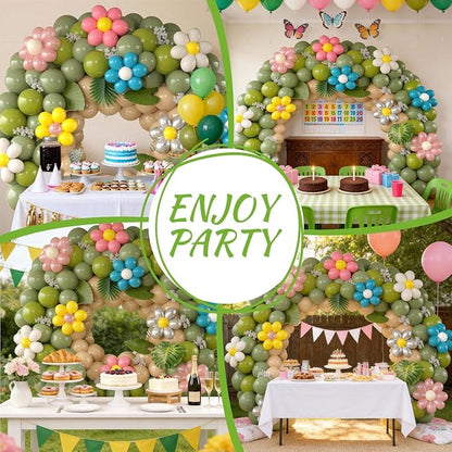 Daisy Flower Balloon Arch Kit, Spring Fairy Sage Green Nude Balloons Garland - Image 4