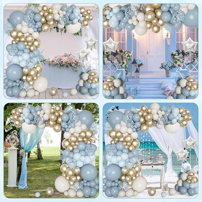 Dusty Blue Balloons Arch Kit, Different Sizes 18 12 10 5Inch Fog Blue Sand - Image 6