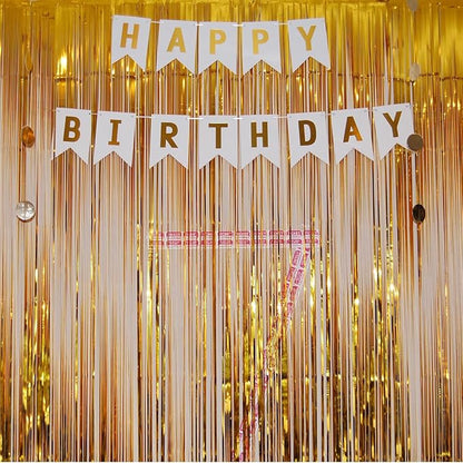 Happy Birthday Banner With Shiny Gold Letters, Swallowtail Design Hanging Signs - Image 8