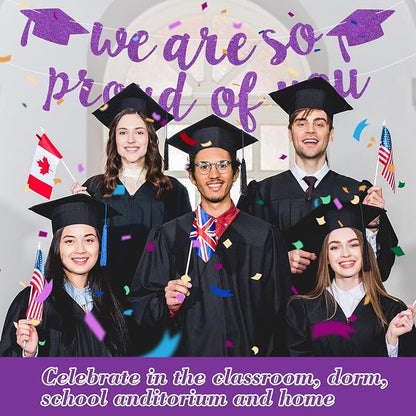 2026 Graduation Decorations Pre-Strung Blingbling We Are So Proud of You Banner - Image 5