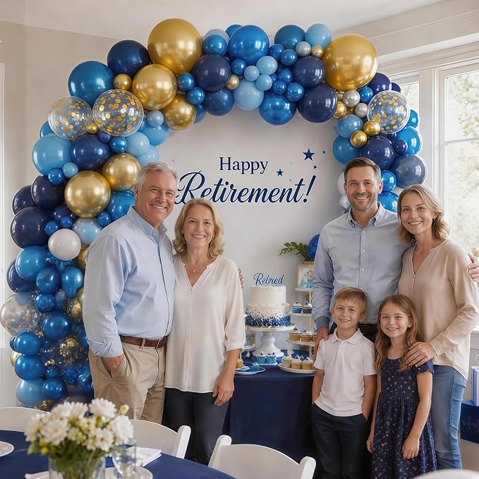 Graduation Balloon Arch Kit Blue and Gold Balloon Garland Royal Pastel Light - Image 5