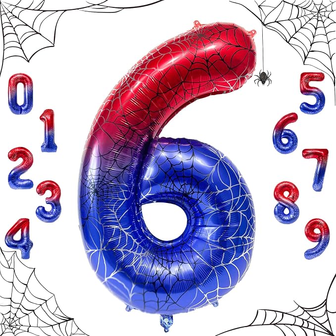 40 Inch Spider Number 6 Foil Balloons by TNCDJKPA